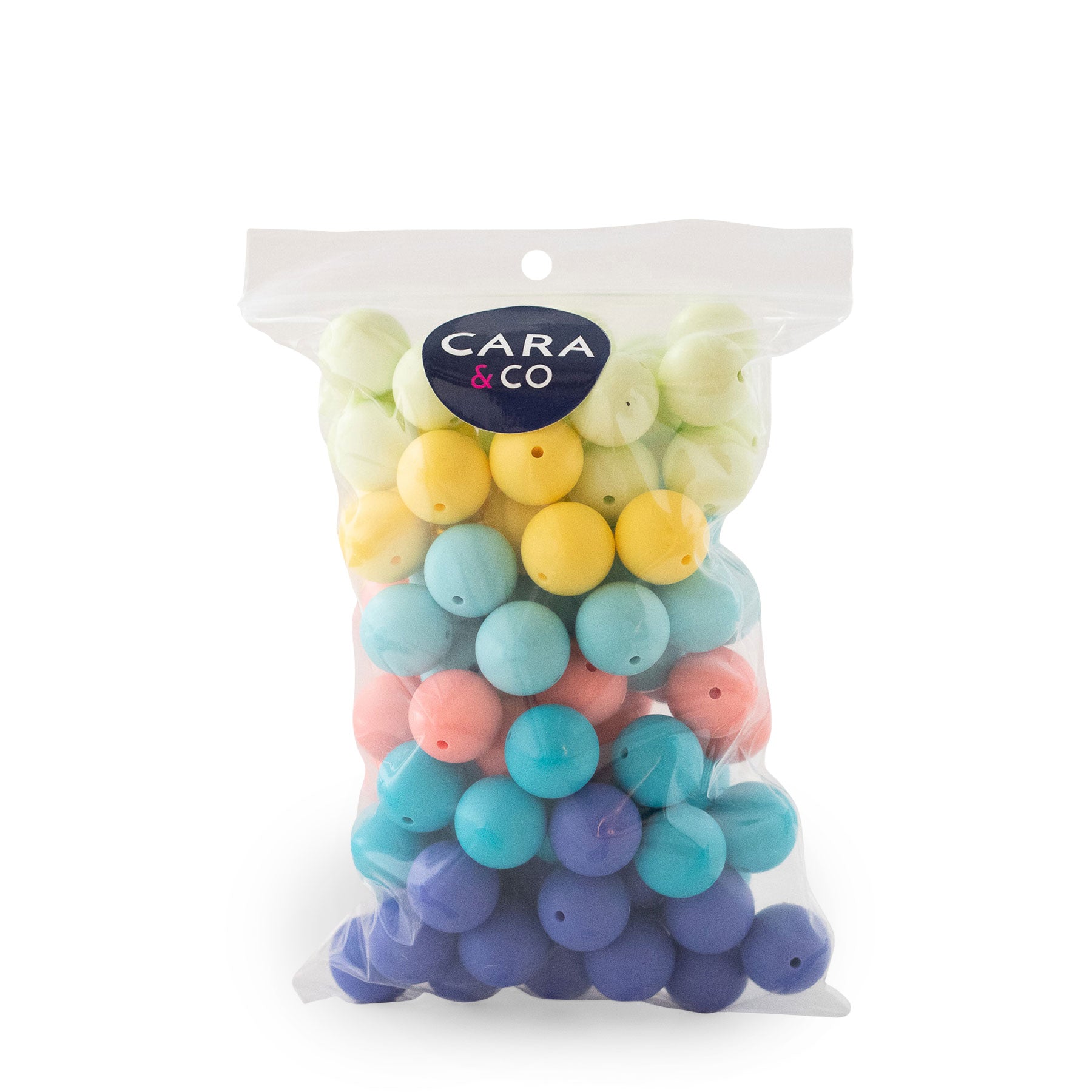 Spring Sorbet 19mm Round Bead Pack with silicone bead for crafting from Cara & Co Crafting supply