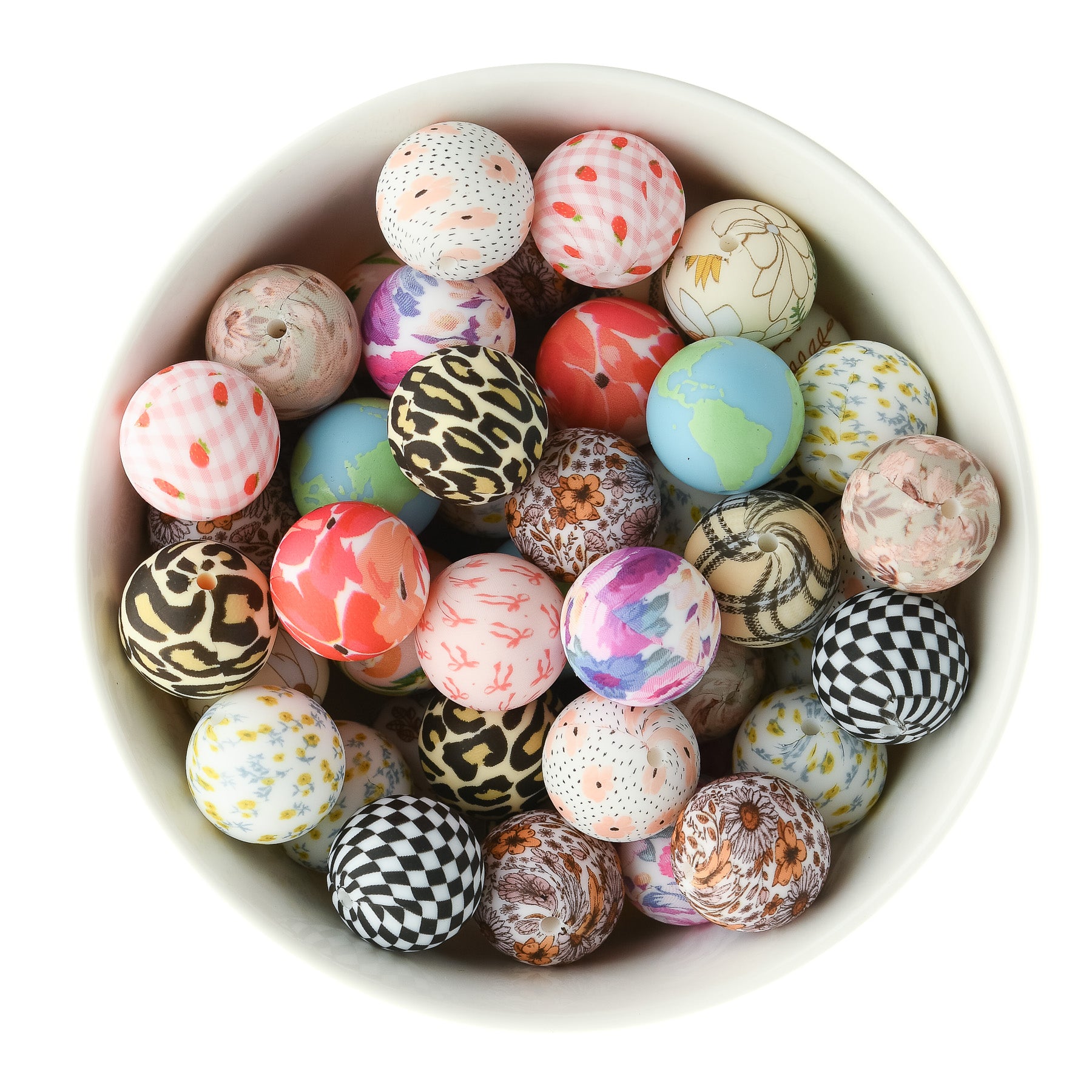 19mm Silicone Round Print Beads from Cara & Co Craft Supply