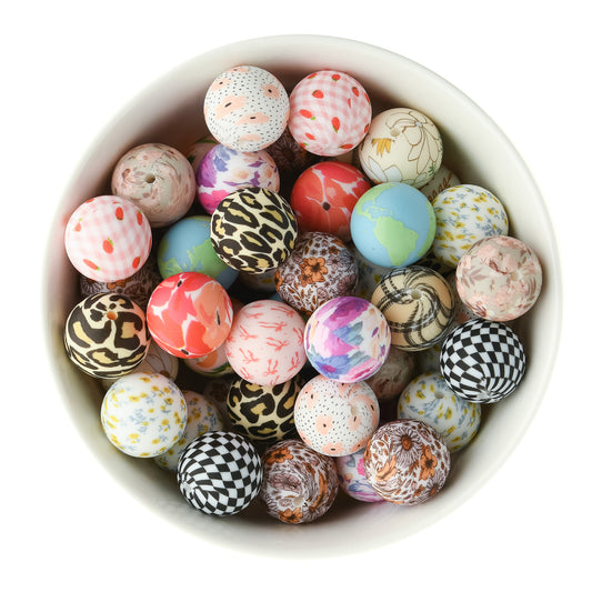 19mm Silicone Round Print Beads from Cara & Co Craft Supply