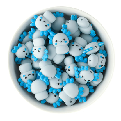 3D Axolotl Silicone Focal Bead Icy Blue for silicone crafting