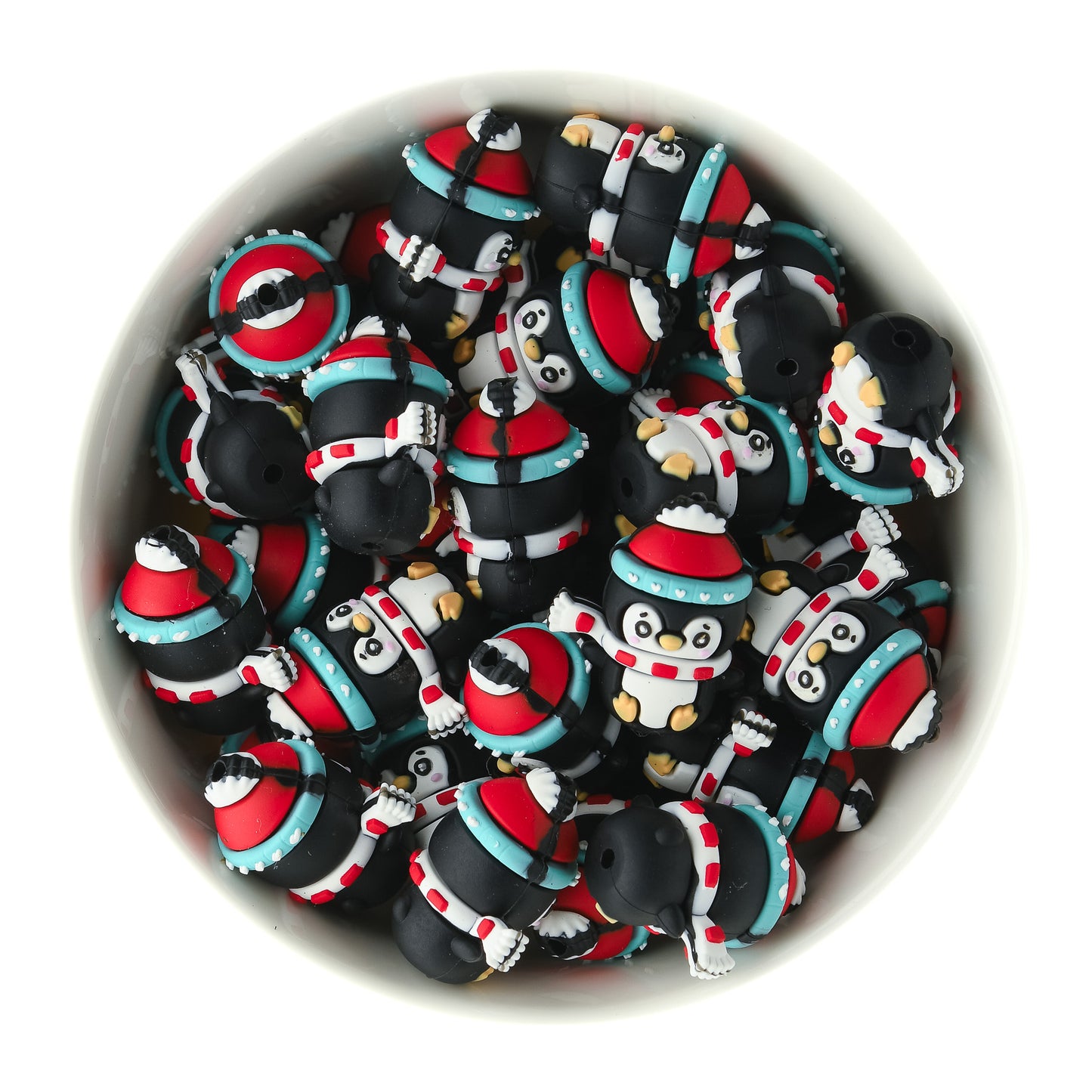 3D Christmas Penguin Silicone Focal Bead for silicone bead crafting from Cara & Co Craft Supply