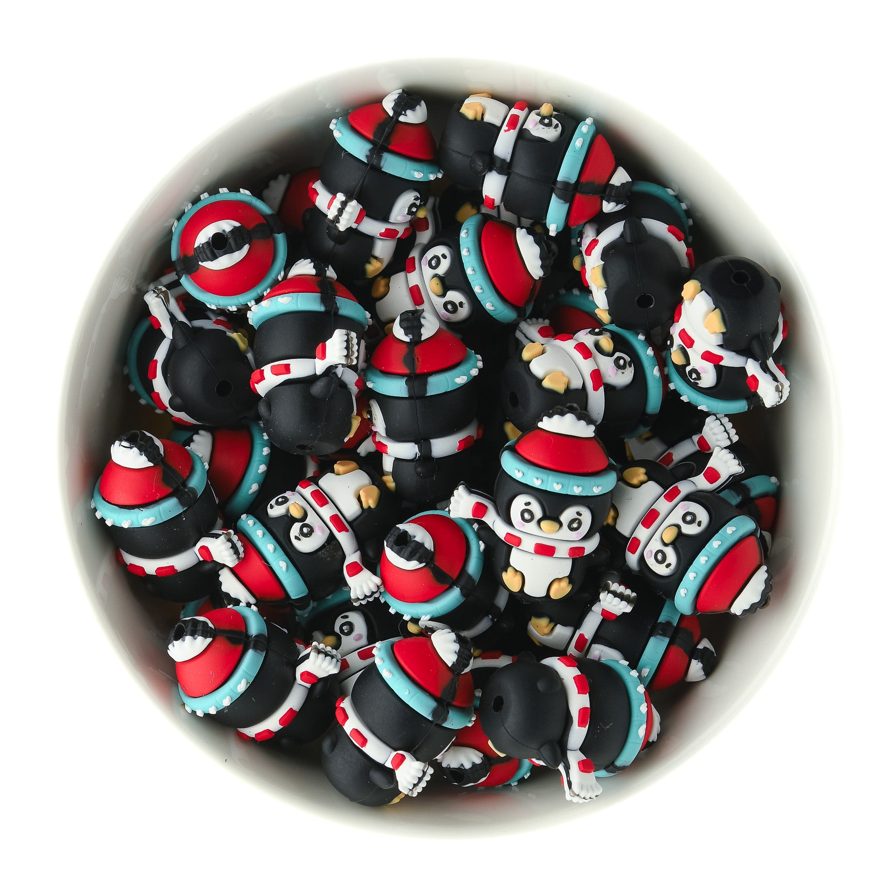 3D Christmas Penguin Silicone Focal Bead for silicone bead crafting from Cara & Co Craft Supply