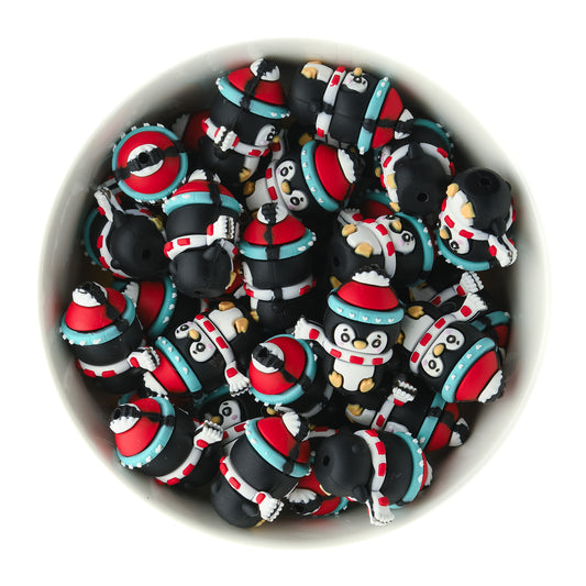 3D Christmas Penguin Silicone Focal Bead for silicone bead crafting from Cara & Co Craft Supply