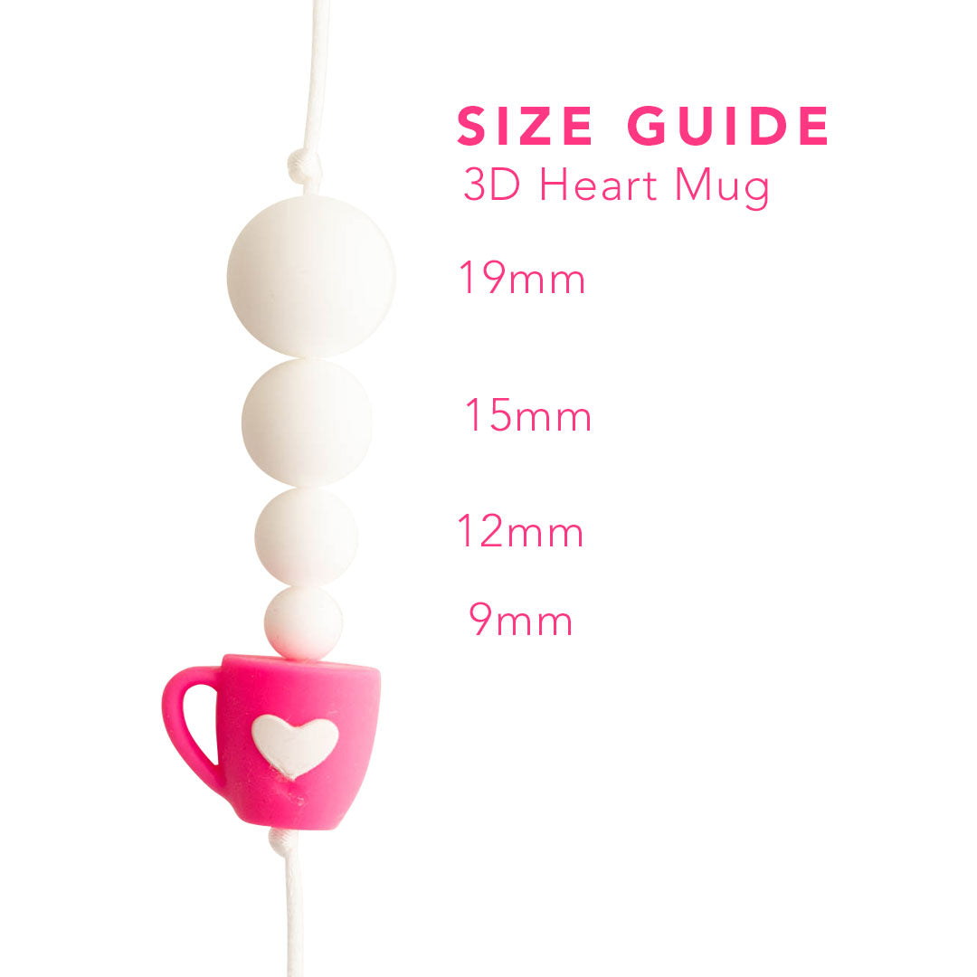 3D Heart Mug Silicone Focal Beads