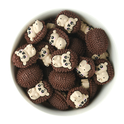 3D Hedgehog Brown Silicone Focal Beads