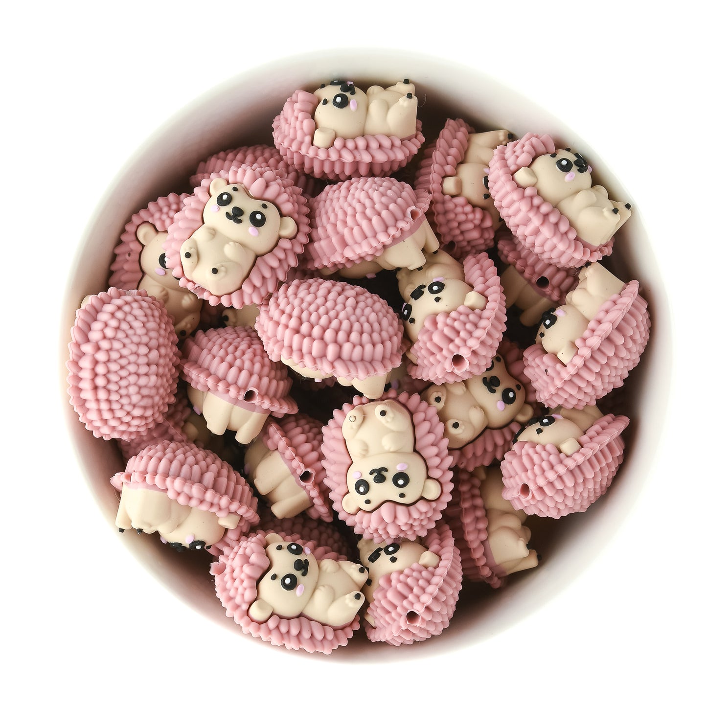 3D Hedgehog Pink Silicone Focal Beads