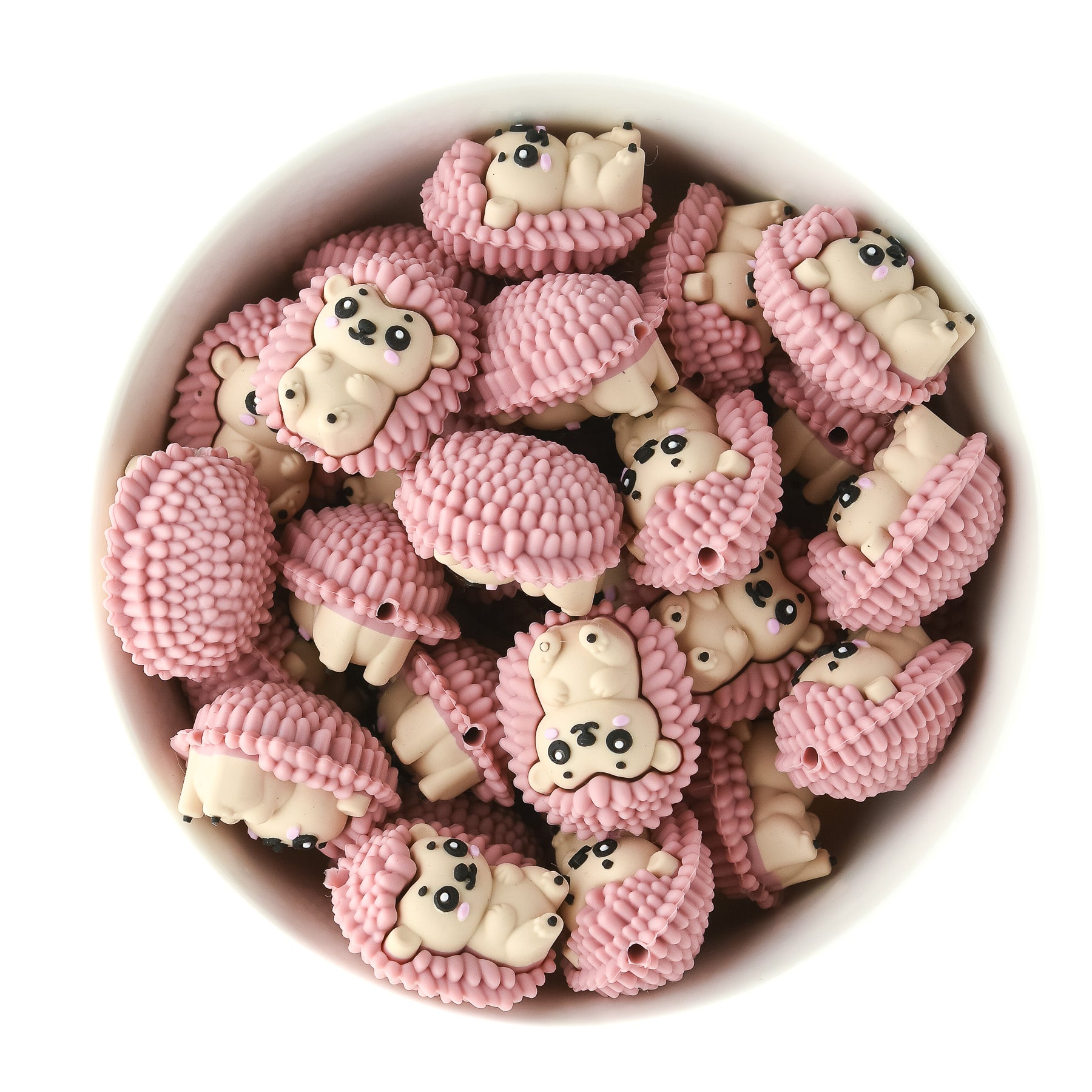 3D Hedgehog Pink Silicone Focal Beads