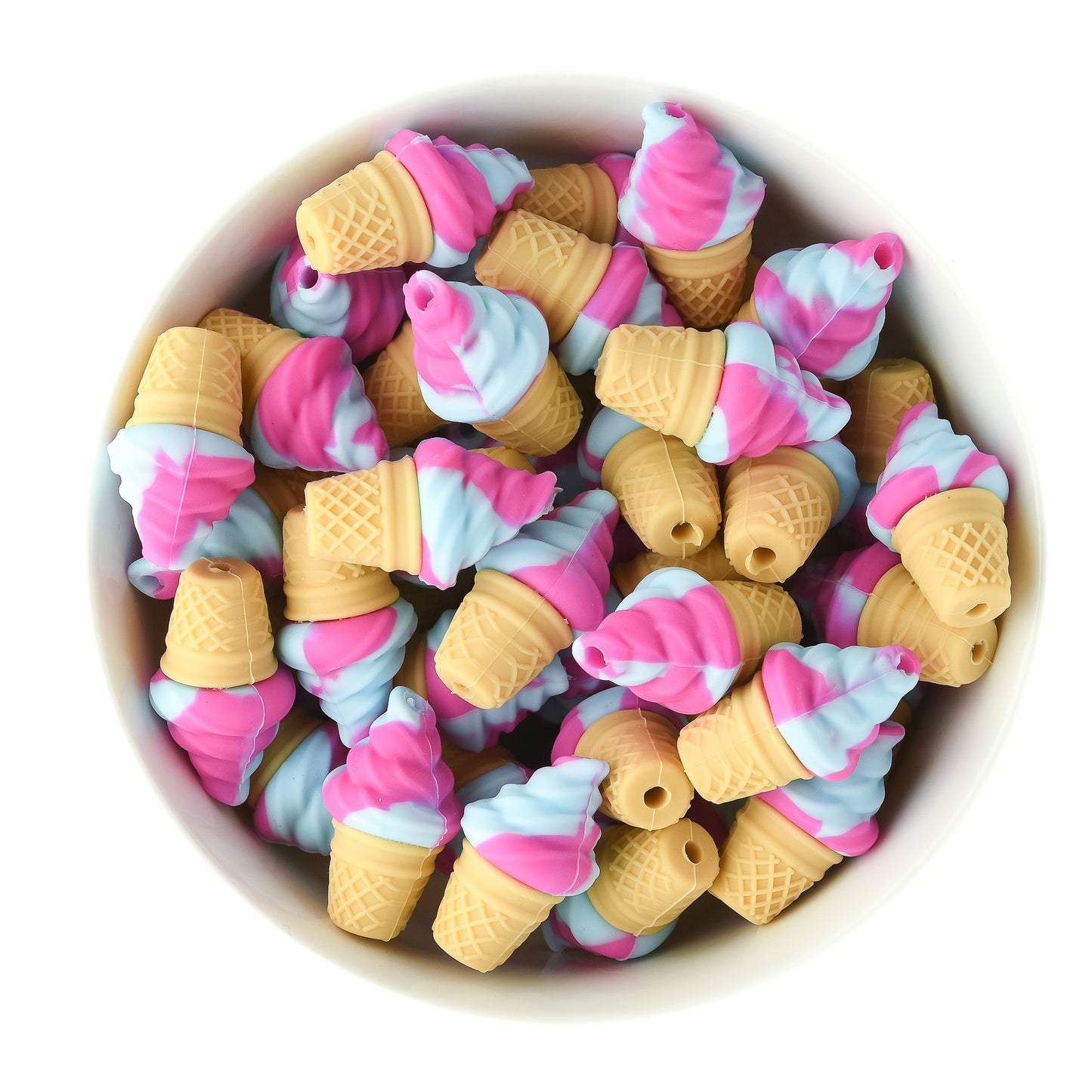 3D Ice Cream Cone Cotton Candy Silicone Focal Bead