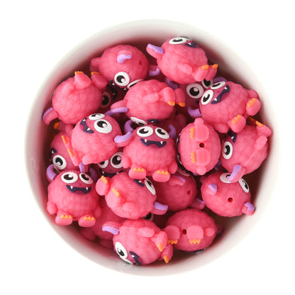 3D Monster Hot Pink Silicone Focal Beads