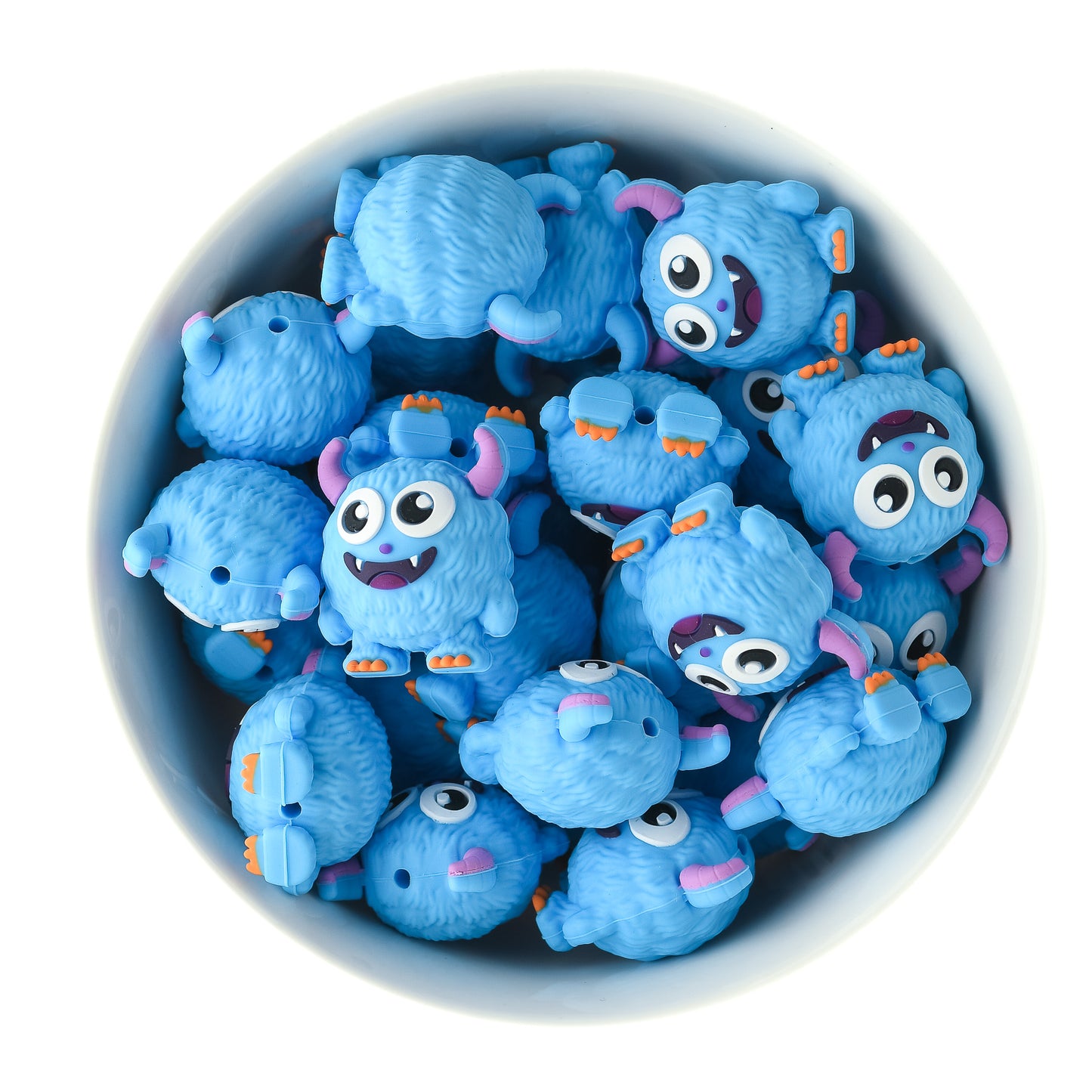 3D Monster Sky Blue Silicone Focal Beads