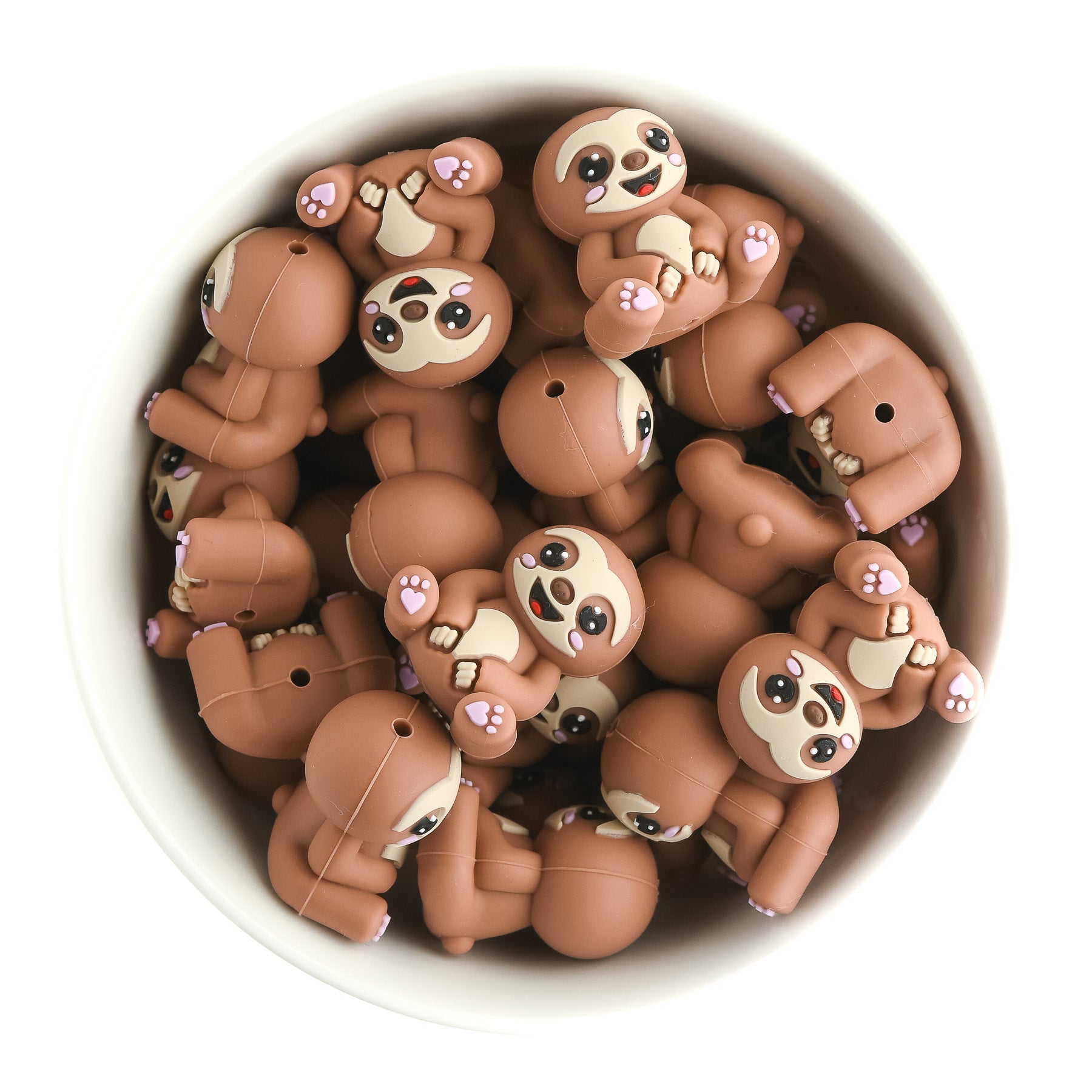 3D Sloth Silicone focal beads from Cara & Co Craft Supply