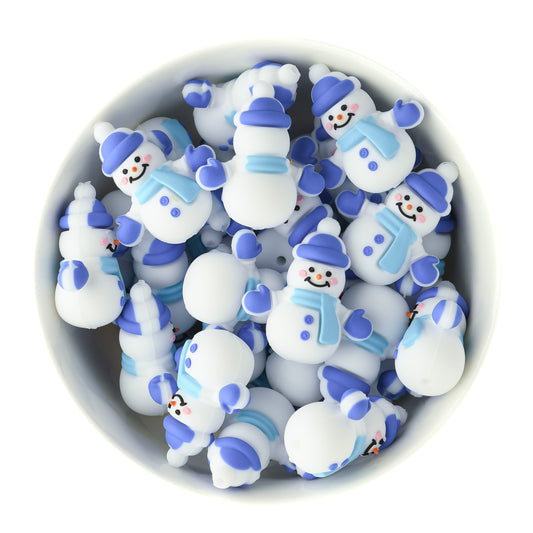 3D Snowman Silicone Focal Beads