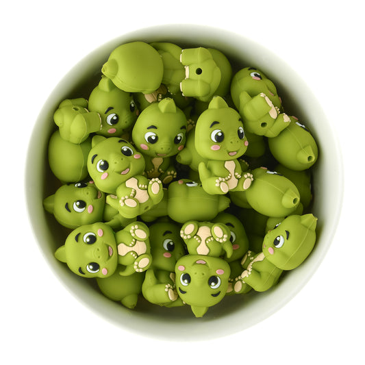 3D Cheeky Dino Silicone Focal Beads for silicone crafting from Cara & Co crafting supply