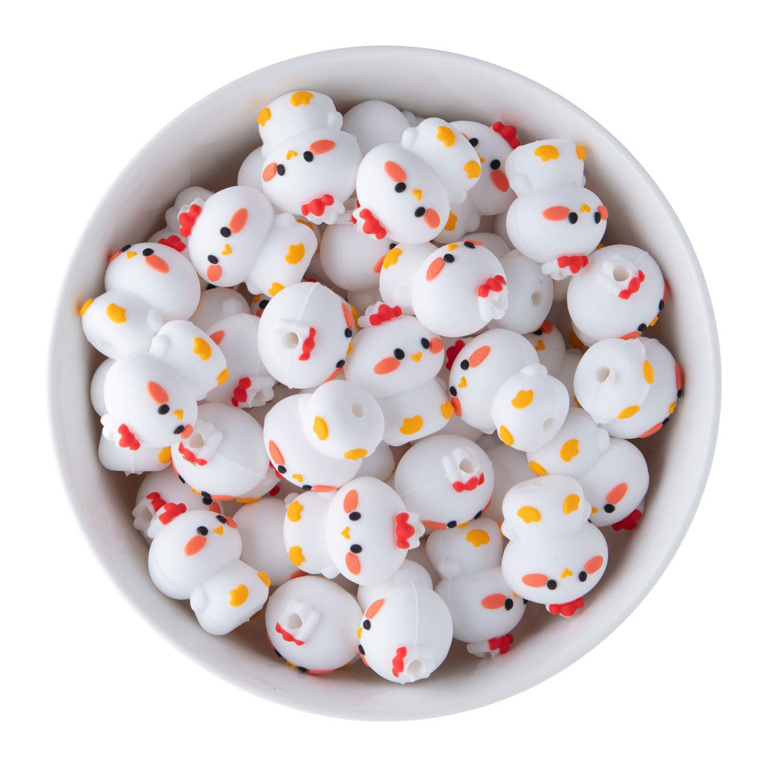3D Chicken Silicone Focal Beads