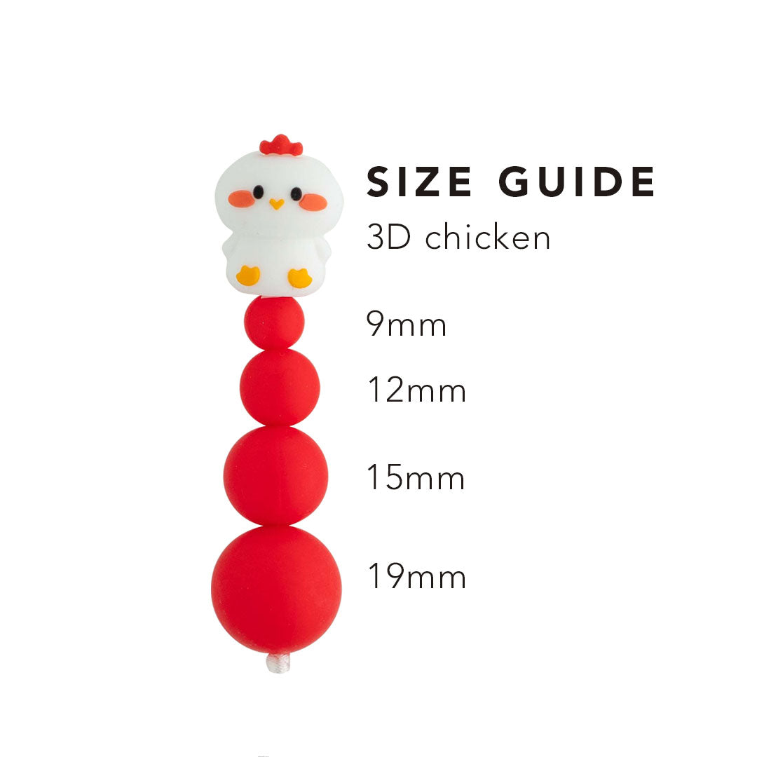 3D Chicken Silicone Focal Beads