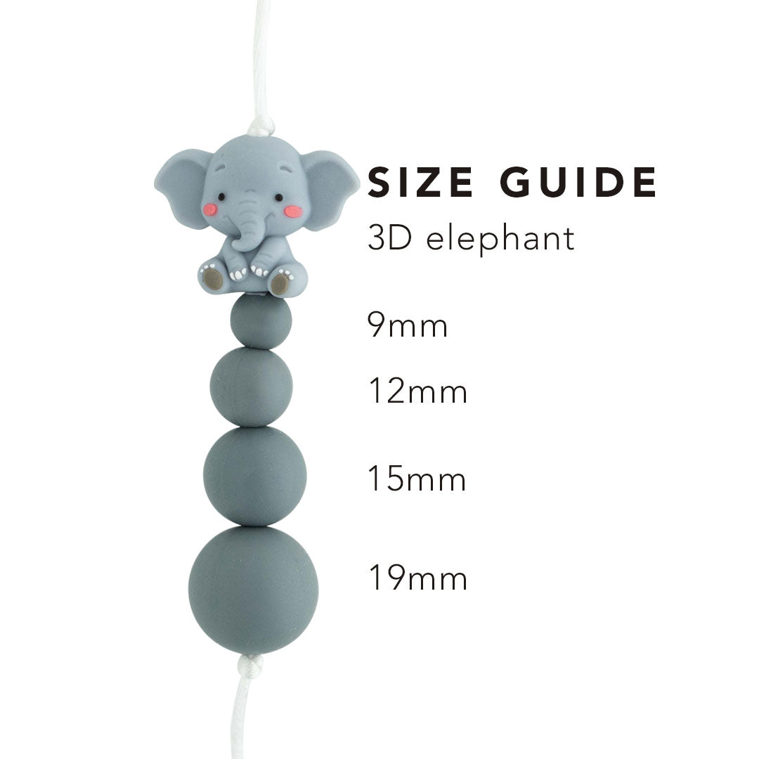 3D Elephant Silicone Focal Beads