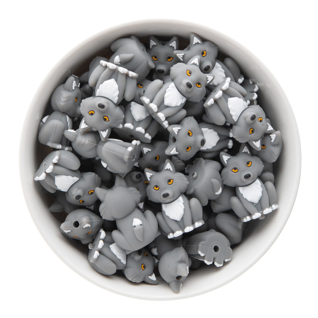 Silicone Focal Beads 3D Wolf from Cara & Co Craft Supply