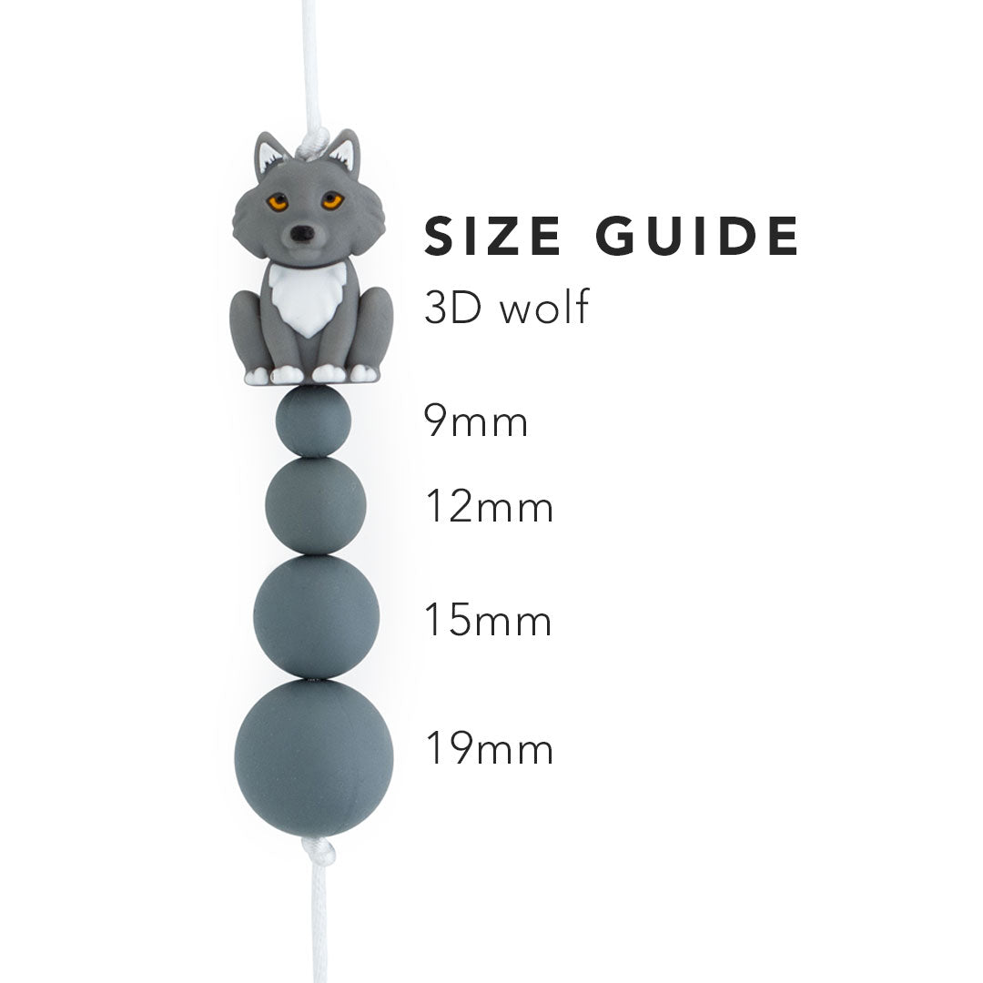 Silicone Focal Beads 3D Wolf from Cara & Co Craft Supply