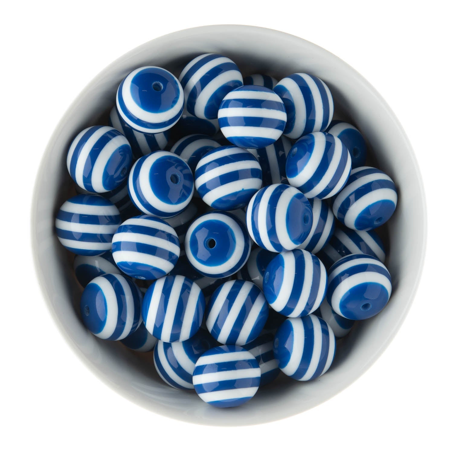 Acrylic Round Beads Striped 20mm Blue from Cara & Co Craft Supply
