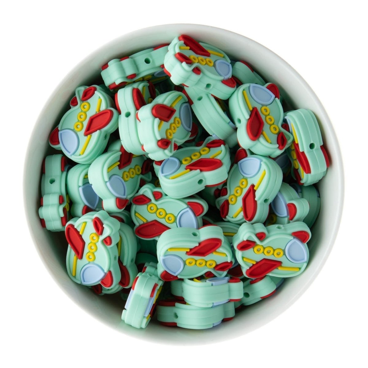 Silicone Focal Beads Airplane Mint from Cara & Co Craft Supply