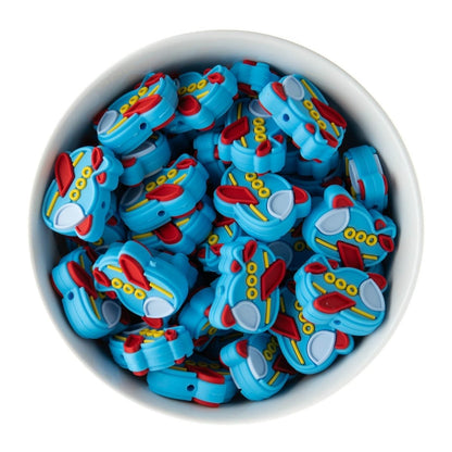 Silicone Focal Beads Airplane Sky Blue from Cara & Co Craft Supply