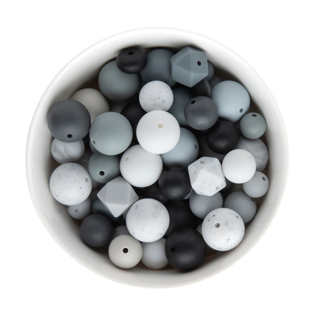 Silicone Bead Packs Monochrome Assorted Silicone from Cara & Co Craft Supply