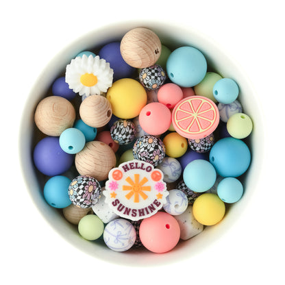 Spring Sorbet Themed Bead Pack with silicone bead for crafting from Cara & Co Crafting supply
