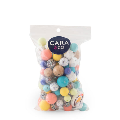 Spring Sorbet Themed Bead Pack with silicone bead for crafting from Cara & Co Crafting supply