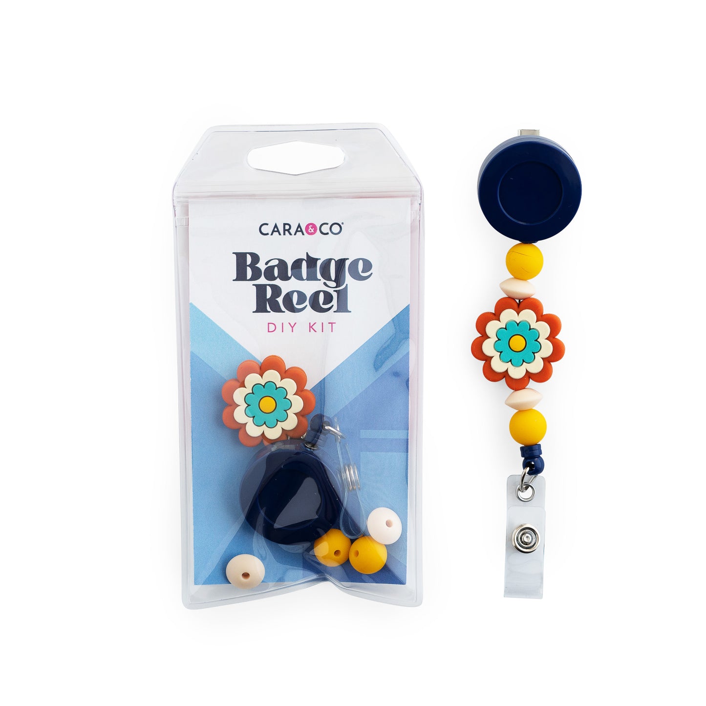 Retro Bloom Badge Reel DIY Kit with silicone beads