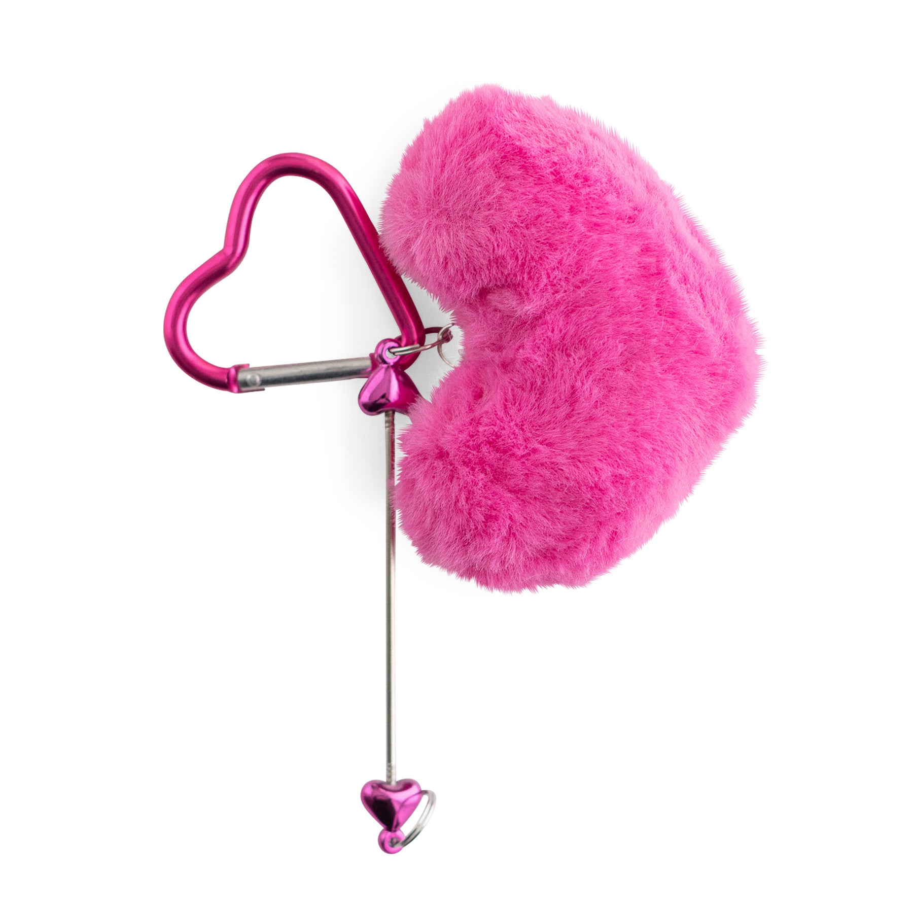 Hop Pink Fuzzy Heart Beadable Bar Keychain from Cara & Co Craft Supply