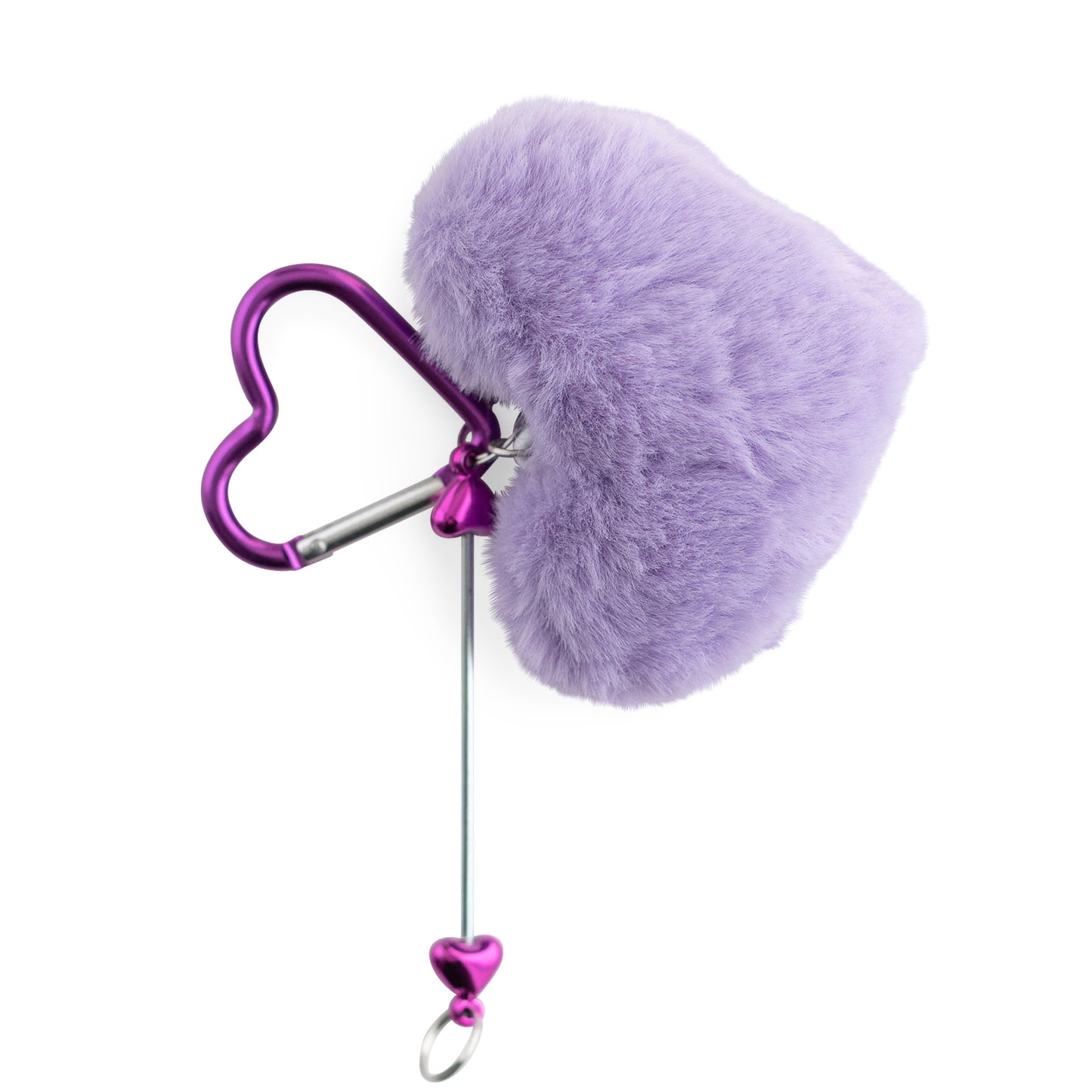 Light Purple Fuzzy Heart Beadable Bar Keychain from Cara & Co Craft Supply