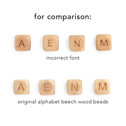 Last Chance Wood Beads Alphabet - Beech Wood Incorrect Font from Cara & Co Craft Supply