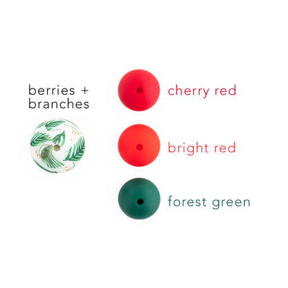 15mm Round Silicone Print Beads Color Comparison Berries & Branches