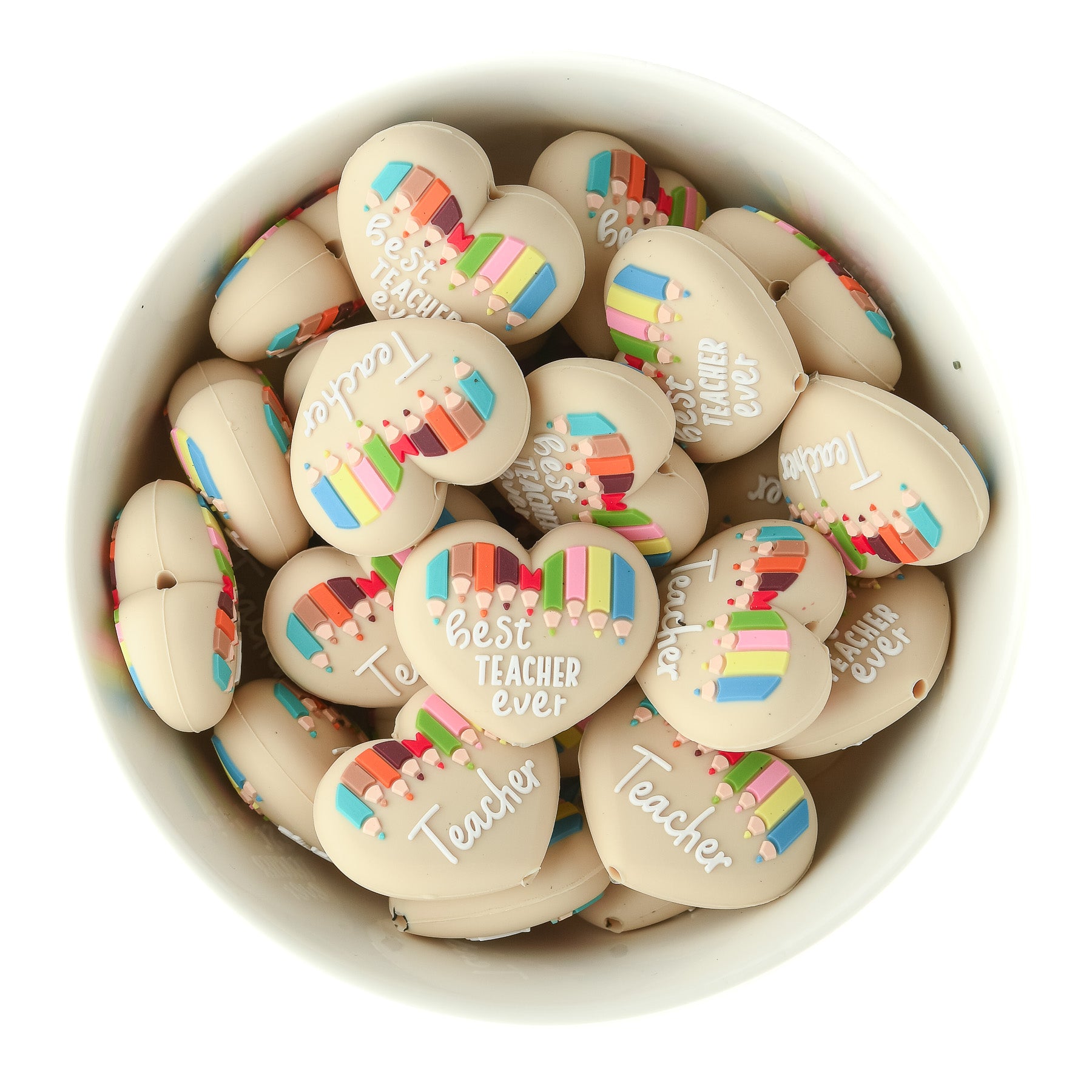 Best Teacher Ever Silicone Focal Beads for Silicone crafting from Cara & Co Craft Supply