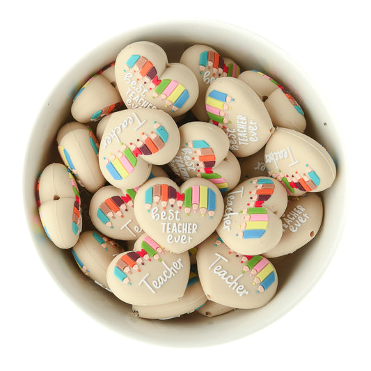 Best Teacher Ever Silicone Focal Beads for Silicone crafting from Cara & Co Craft Supply