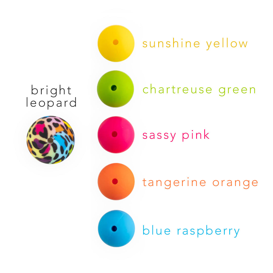19mm Round Silicone Print Beads Color Comparison Bright Leopard