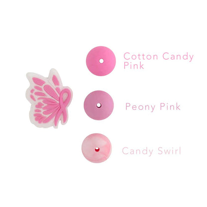 Silicone Focal Beads Butterfly Ribbon Cotton Candy Pink from Cara & Co Craft Supply