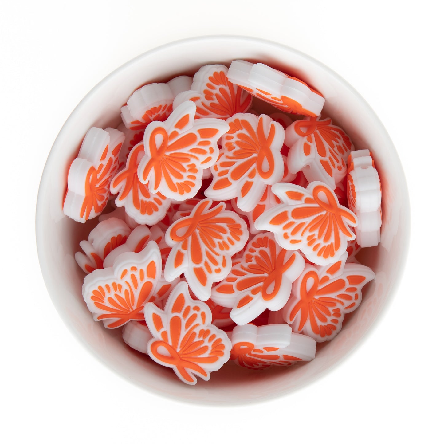Silicone Focal Beads Butterfly Ribbon Tangerine Orange from Cara & Co Craft Supply