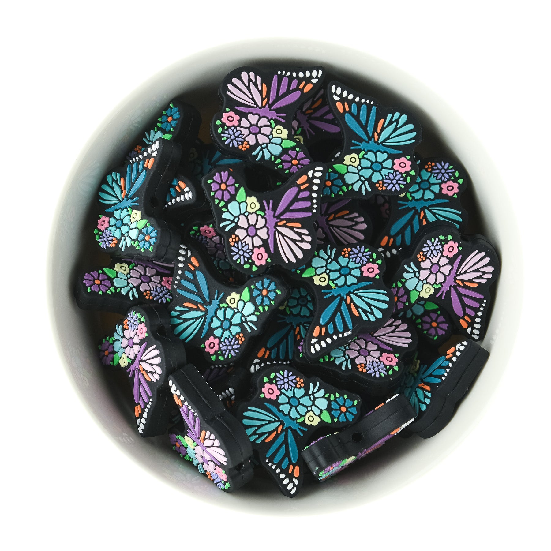 Floral Butterfly Silicone focal beads from Cara & Co Craft Supply