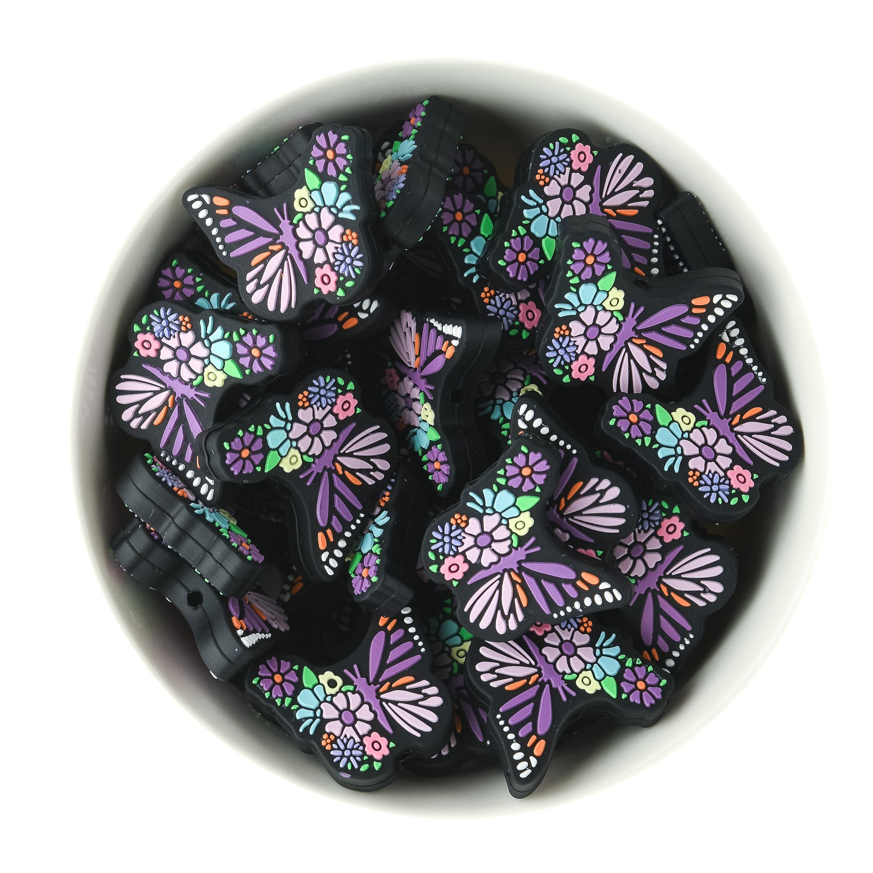 Floral Butterfly Purples Silicone focal beads from Cara & Co Craft Supply