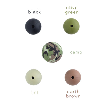 15mm Round Silicone Print Beads Color Comparison Camo