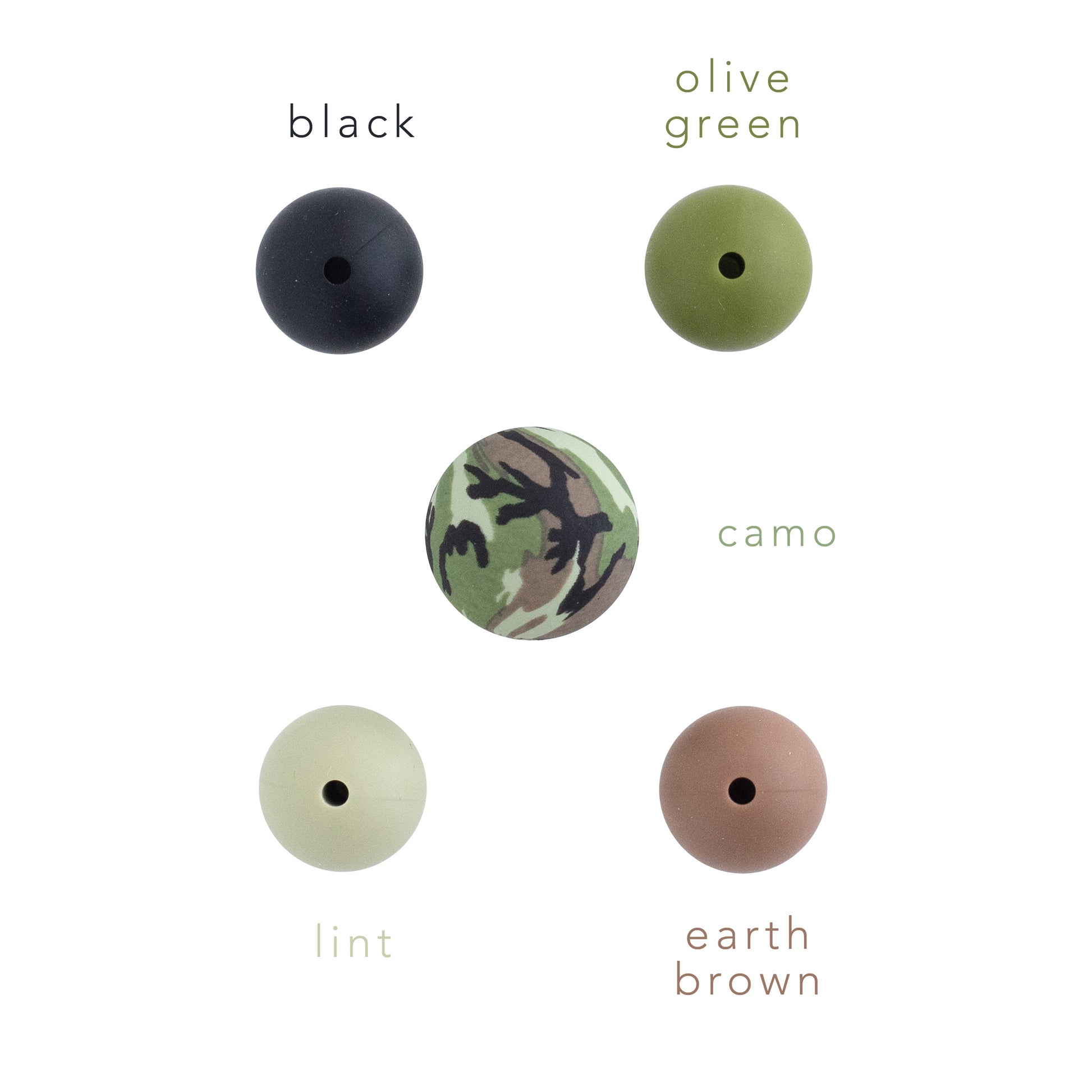 12mm Round Silicone Print Beads Color Comparison Camo