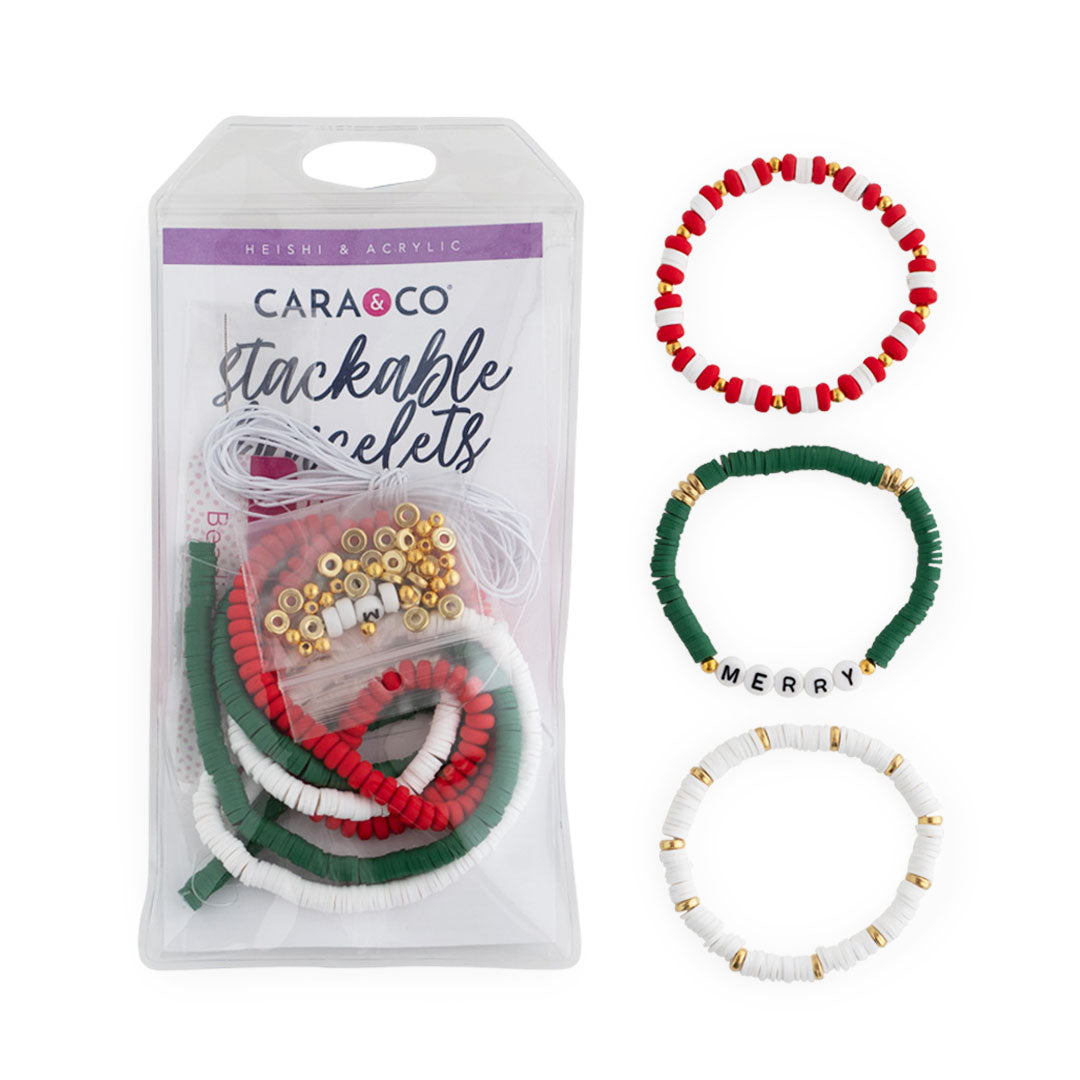 Merry & Bright Stackable Braclelet Kits from Cara & Co Craft Supply