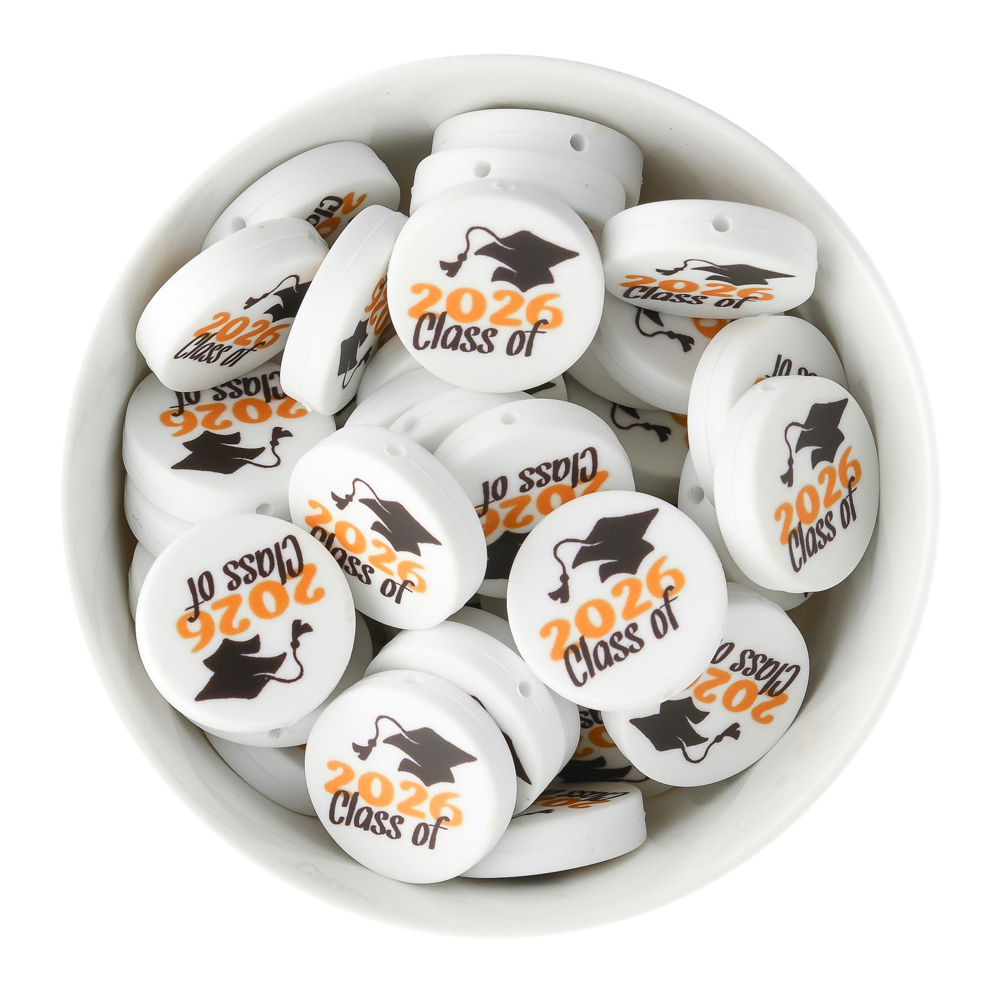 Grad 2026 Class of 2026 Silicone Print Focal Beads for silicone crafting from Cara & Co Craft Supply