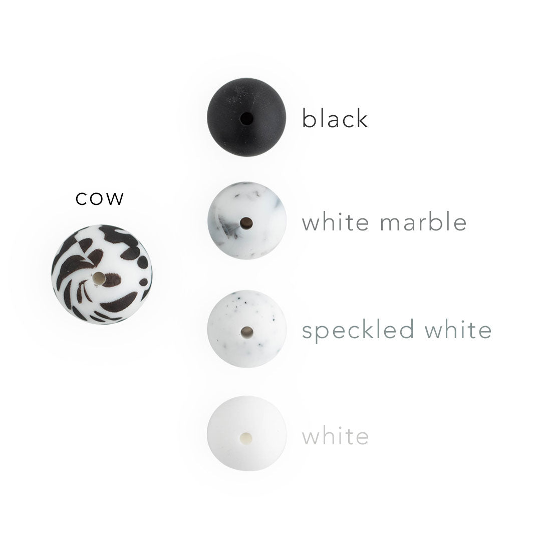 15mm Round Silicone Print Beads Color Comparison Cow