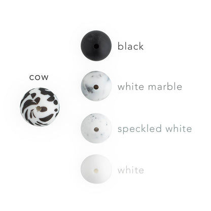 15mm Round Silicone Print Beads Color Comparison Cow