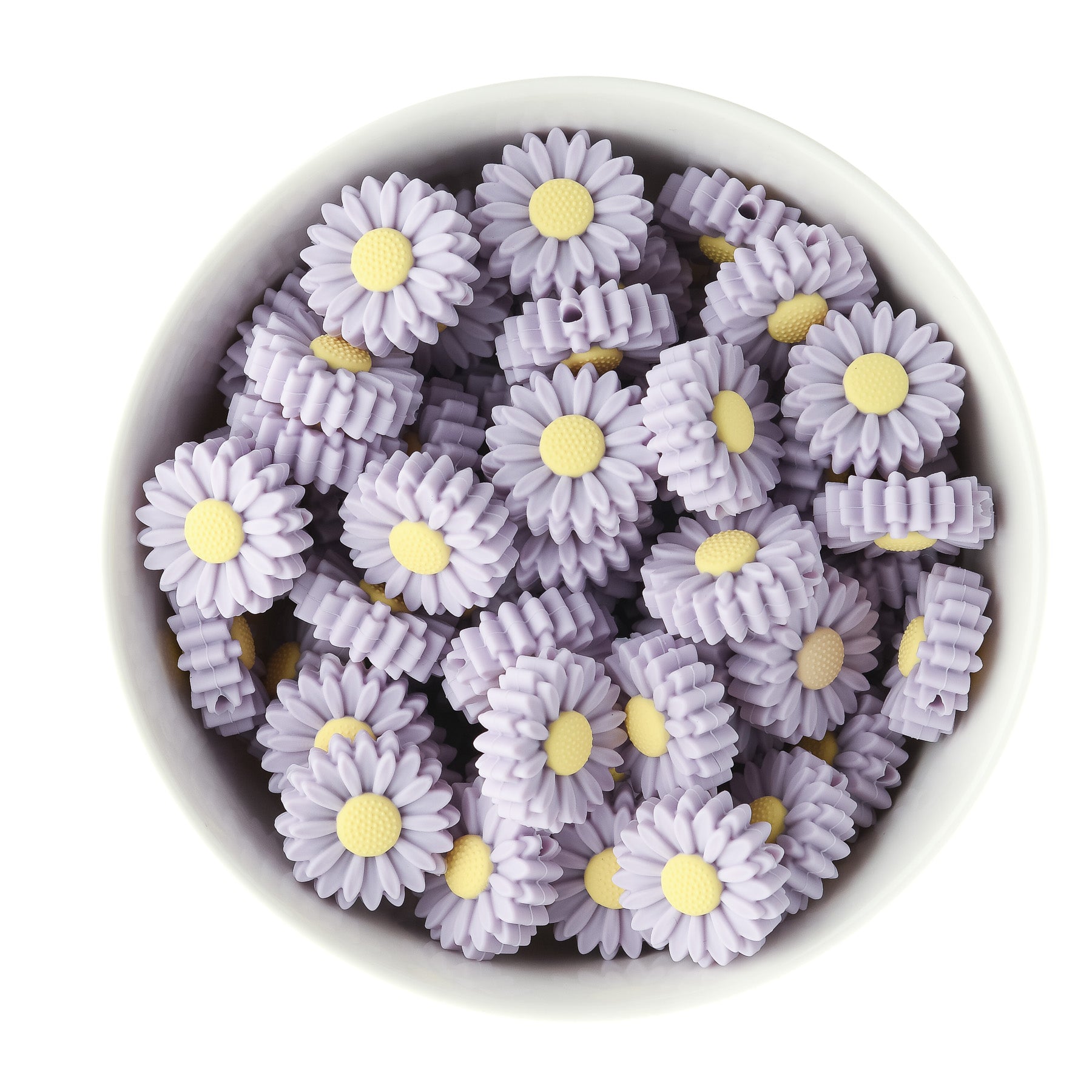Silicone Focal Beads Daisies Lilac from Cara & Co Craft Supply