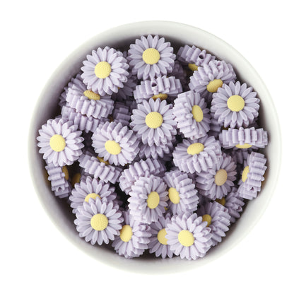Silicone Focal Beads Daisies Lilac from Cara & Co Craft Supply