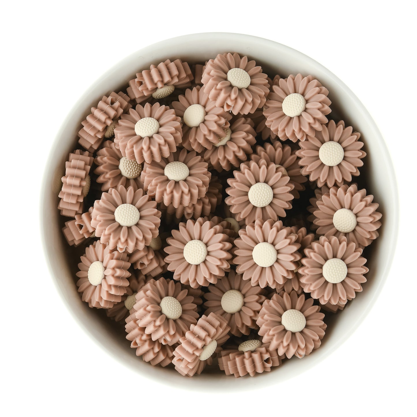Silicone Focal Beads Daisies Natural Cashmere from Cara & Co Craft Supply