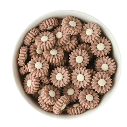 Silicone Focal Beads Daisies Natural Cashmere from Cara & Co Craft Supply